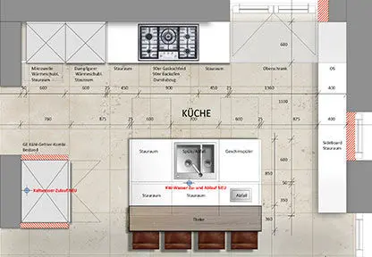 Ausführungsplan Küchengestaltung, Küche planen München