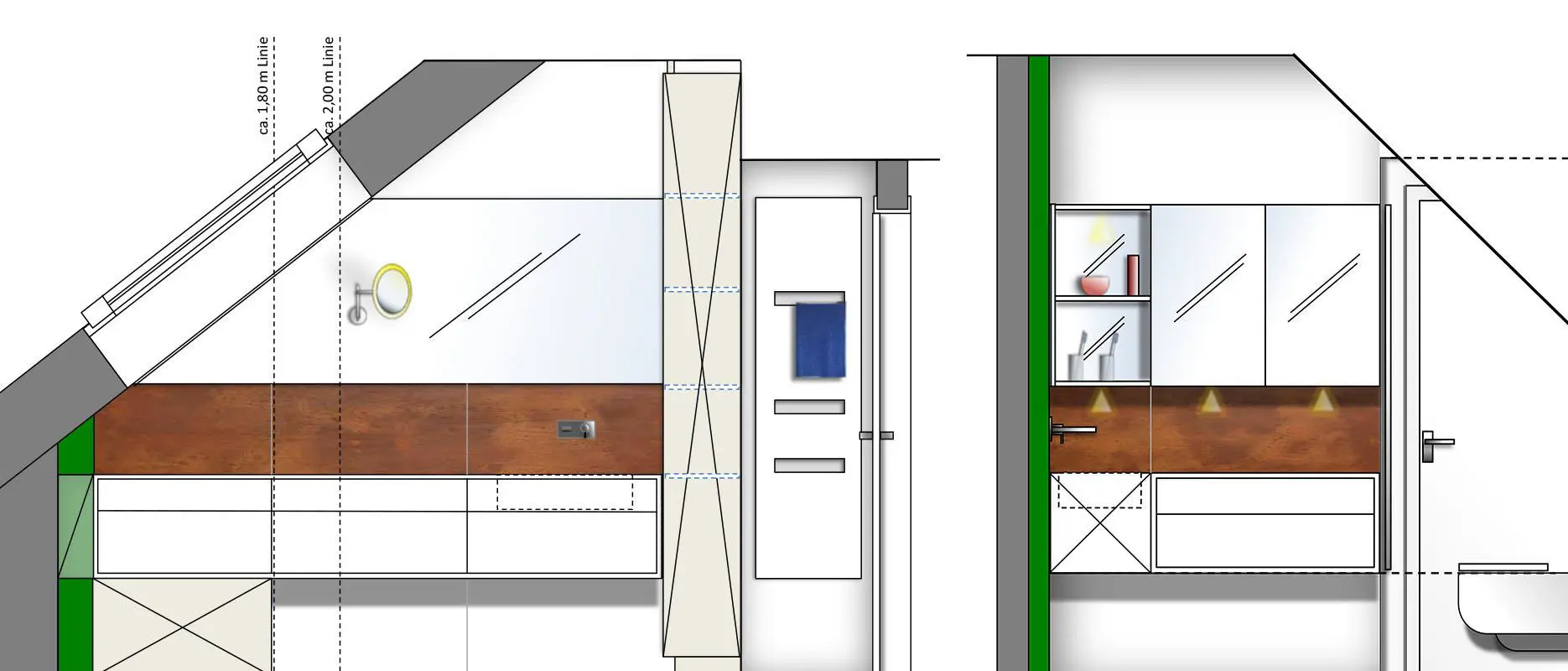 Konzeptplan Badarchitektur, Innenarchitektur Bad München